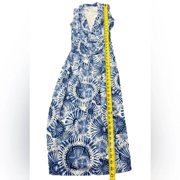 Tommy Bahama Blue White Floral Sleeveless Midi Dress Small - Picture 5 of 6